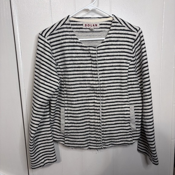 Anthropologie Jackets & Blazers - Dolan Left Coast Anthropologie Jacket Women's Black Ivory Striped Full Zip Mediu